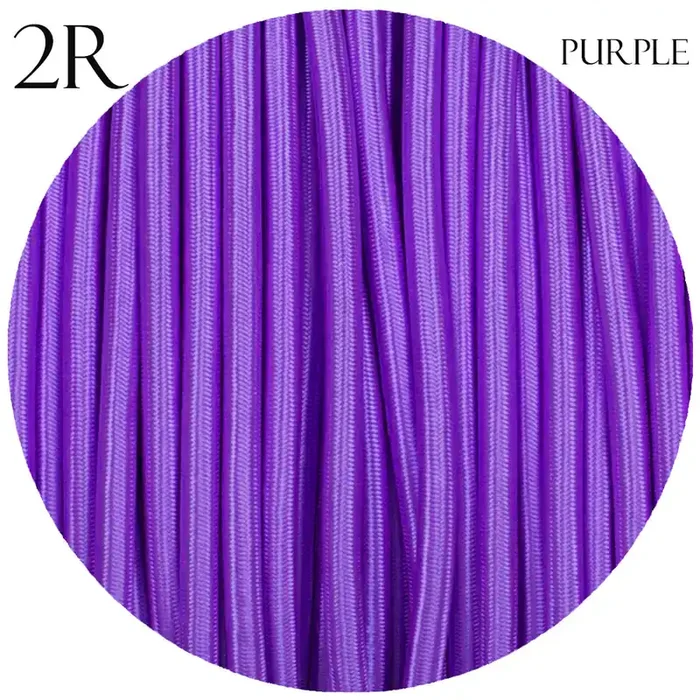 0.75mm 2 core Round Vintage Braided Purple Fabric Covered Light Flex