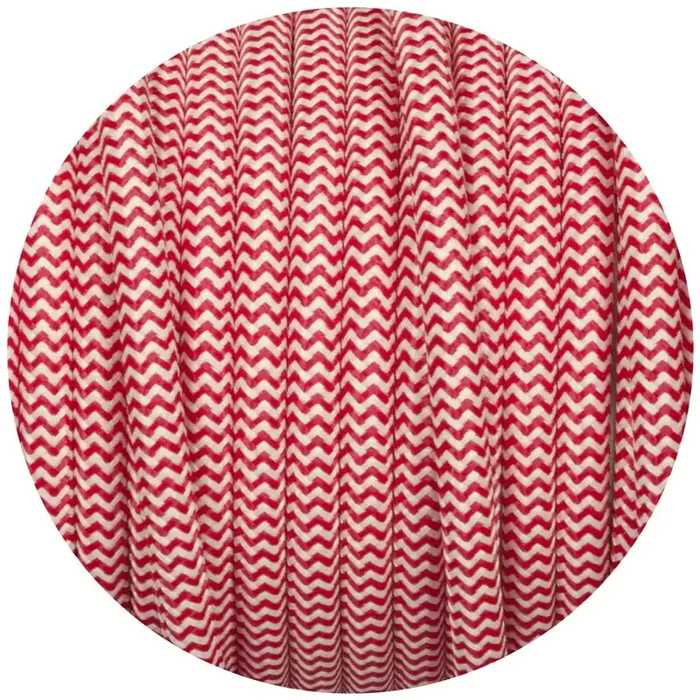 0.75mm 2 Core Round Vintage Braided Red And White Fabric Covered Light Flex