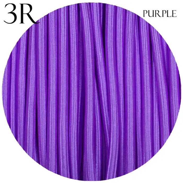 0.75mm 3 core Round Cable Vintage Braided Purple Fabric Light Flex