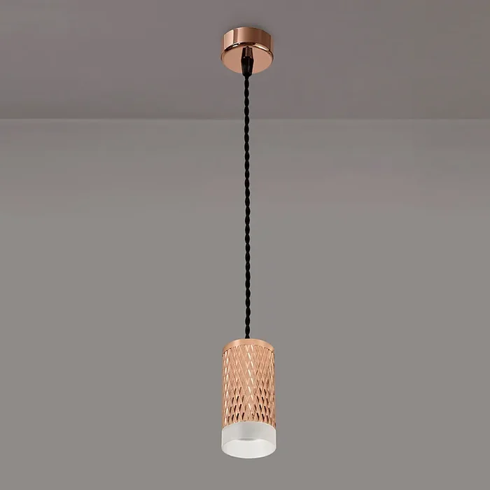 1 Light 11cm Pendant in Rose Gold/Acrylic Ring (BUSTER203)