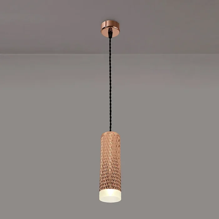 1 Light 20cm Pendant in Rose Gold/Acrylic Ring (BUSTER204)