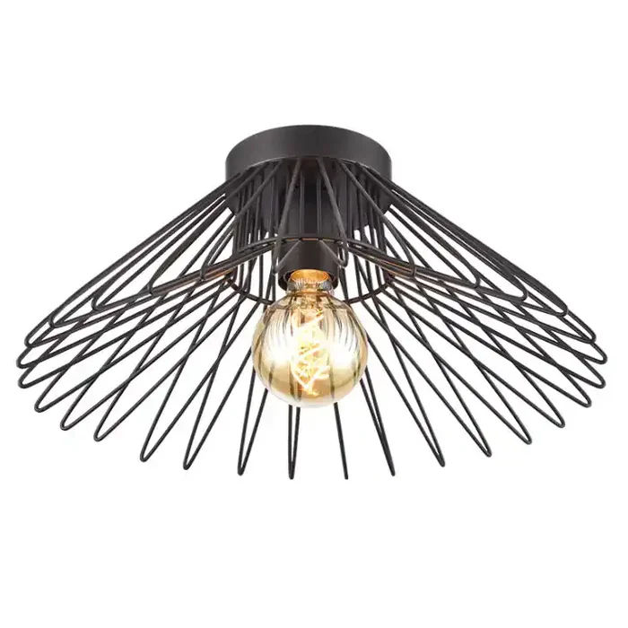 1 Light 400mm Flush Fitting in Matt Black (0194THACF5814)