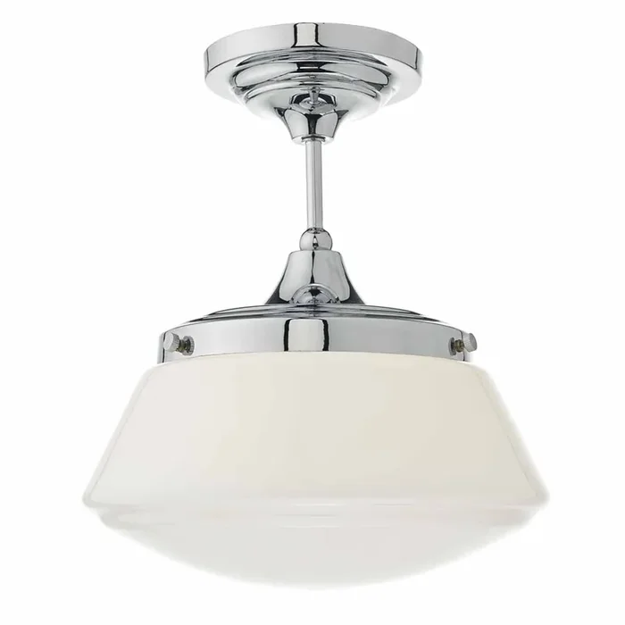 1 Light Bathroom Flush Polished Chrome Opal Glass IP44 (0183CAD0150)