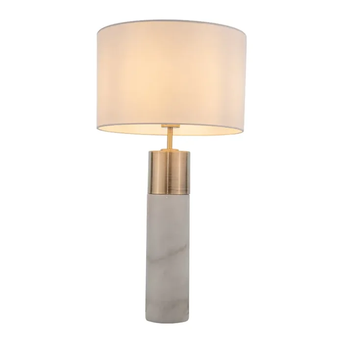 1 Light Brass Marble Table Lamp with Shade (01529FRE01ABTL)