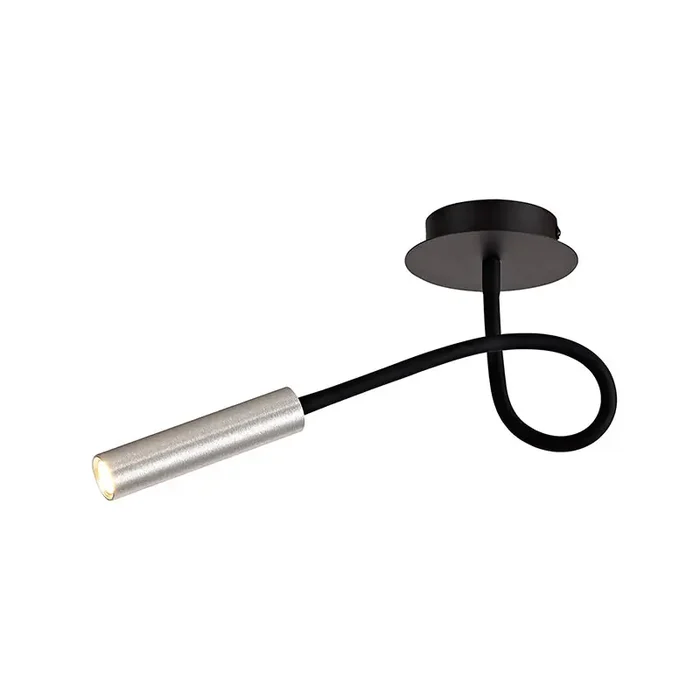 1 Light Flexible Ceiling Pendant, Black and Aluminium Finish (1230TUB14A)