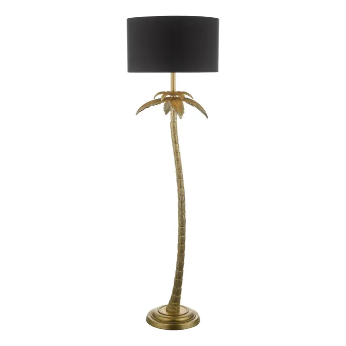 1 light Floor Lamp Gold complete with Black shade (0183COC4935)