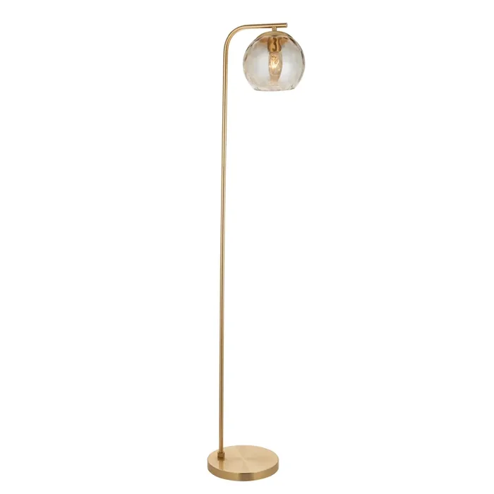 1 light Floor Lamp in Satin Brushed Gold with Champagne Glass (0711DIM98271)