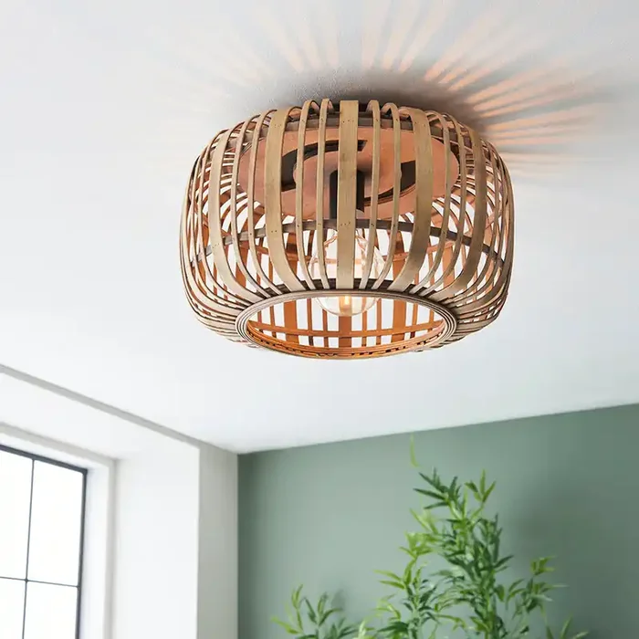 1 Light Flush Bamboo Cage Design with Matt Black Finish (0711MAT101776)