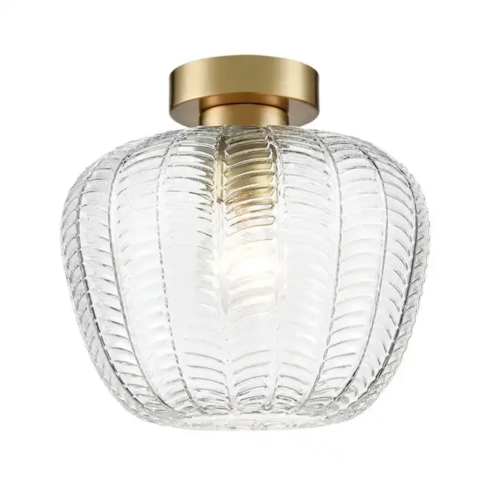 1 Light Flush Fitting in Aged Brass with Chevron Glass (0194MEZ5818505)