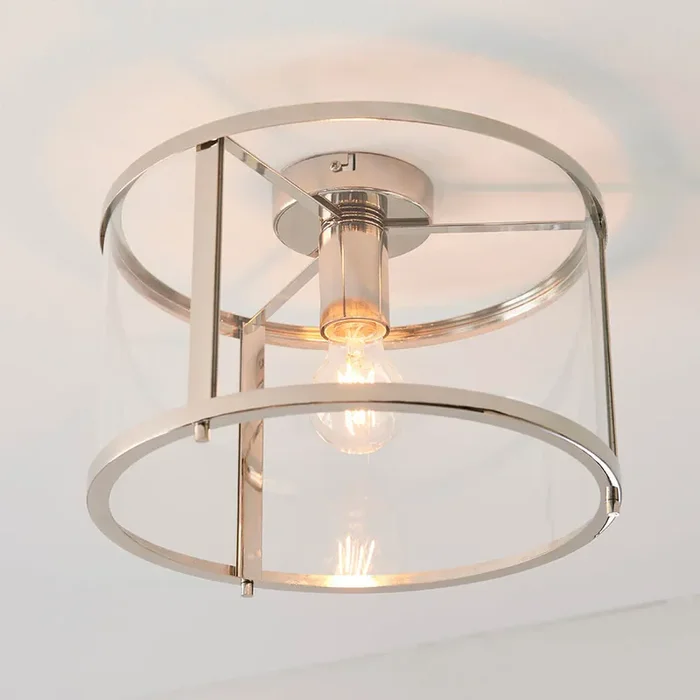 1 Light Flush in Bright Nickel with Clear Glass Shade (0711HOP96150)