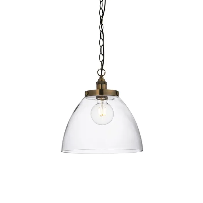 1 Light Grand Pendant in Antique Brass Finish with Clear Glass Shade (0711HAN102926)