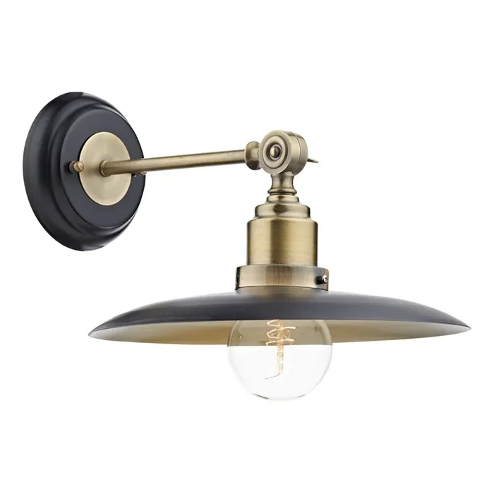 1 Light Industrial Vintage Wall Light Antique Brass and Black (0183HAN0754)