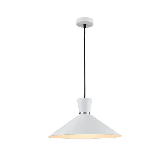 1 Light Large (400mm) Pendant – Satin White with chrome accent (0194HAPPCH213)