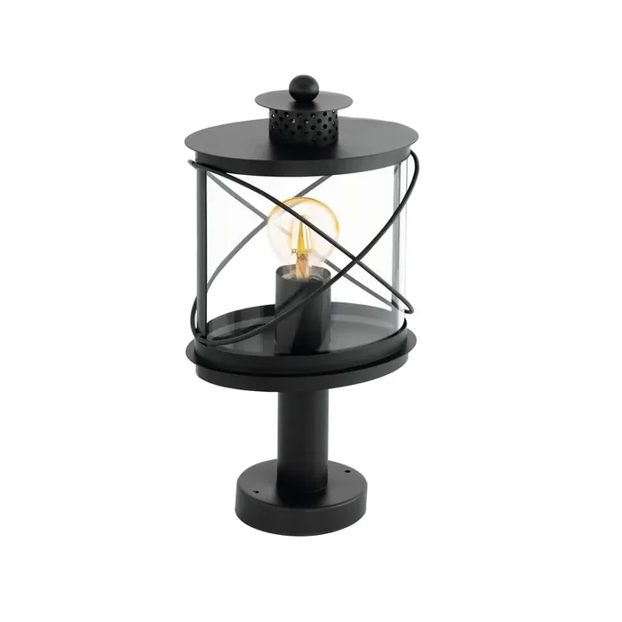 1 Light Outdoor IP44 Black Pedestal with Plastic Transparent Shade (0794HIL94864))