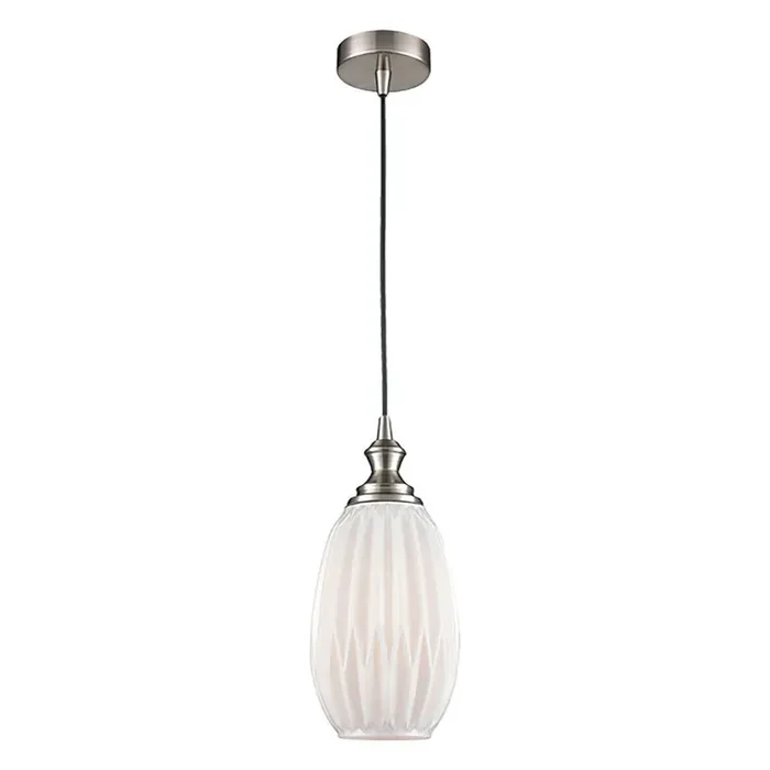 1 Light Pendant – in Satin Nickel and White Matt Glass (0194REF231348)