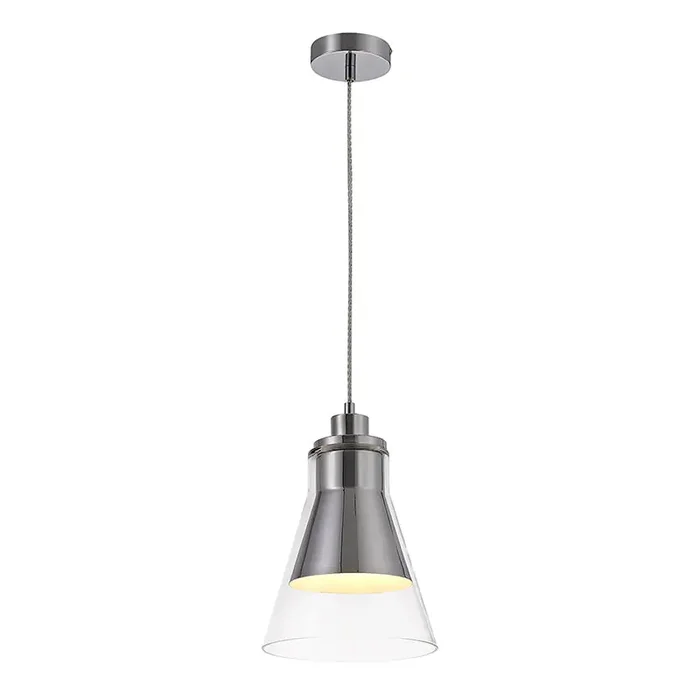 1 Light Pendant, E27, Polished Chrome/Clear Glass (1230CON142A)