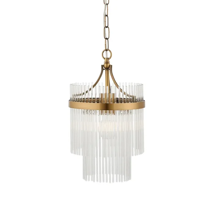 1 Light Pendant in Antique Brass with Clear Glass Rods (0711MAR112572)