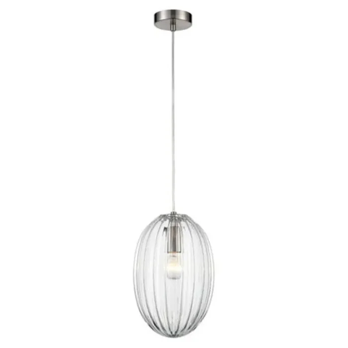 1 Light Pendant in Satin Nickel and Clear Glass (0194ALMPCH223)