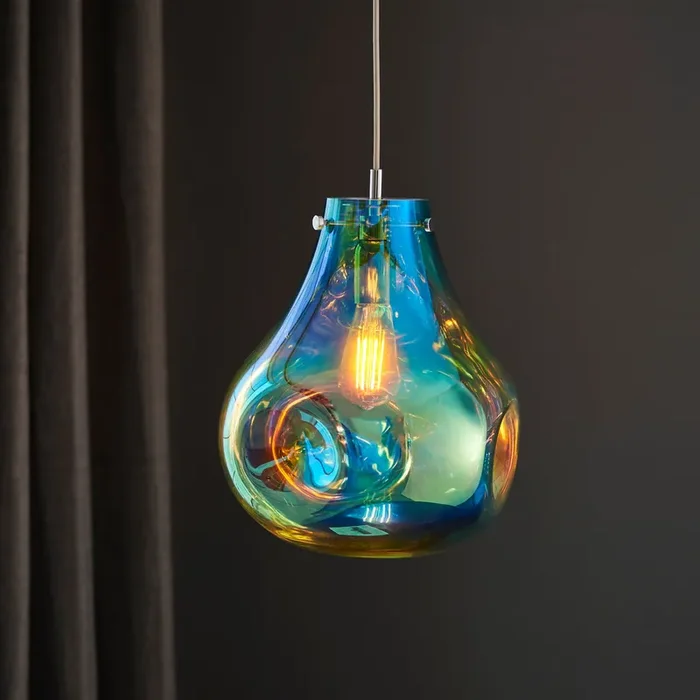 1 light Pendant Iridescent Glass 32cm diameter (0711IRI99791)