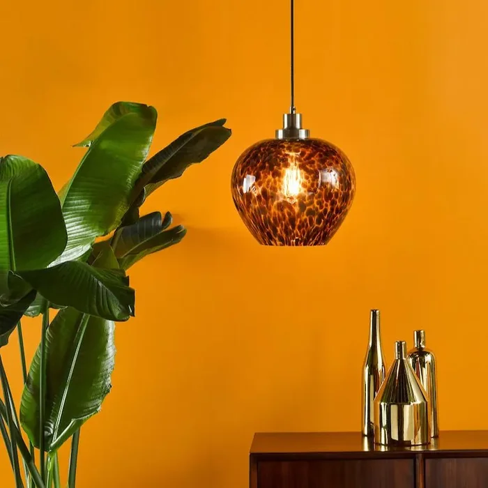 1 Light Pendant Tortoiseshell Glass and Antique Brass (0183LEA0106)