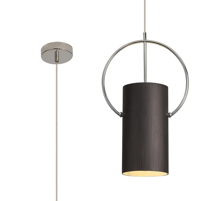 1 Light Single Pendant Black/Polished Chrome E27 (ALPHA17A)