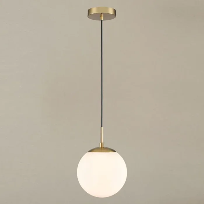 1 Light Single Pendant in Aged Brass with Matt Opal Glass (0194GALPCH426371)