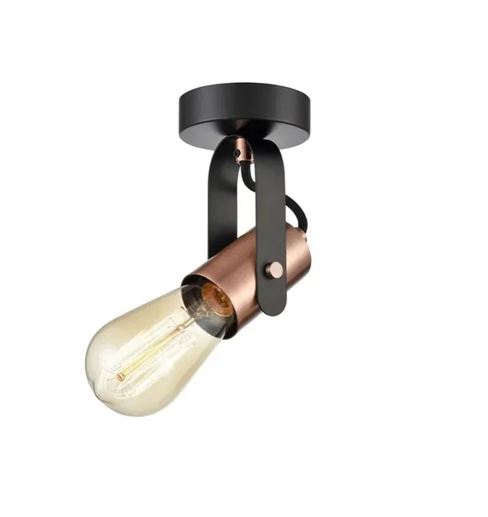 1 Light Spotlight Fitting in Matt Black with Brushed Copper Finish (0194DEBFL24561)