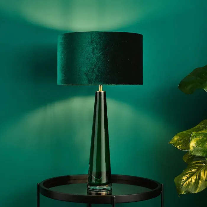 1 Light Table Lamp Green Glass with Shade (0183SAM4224)