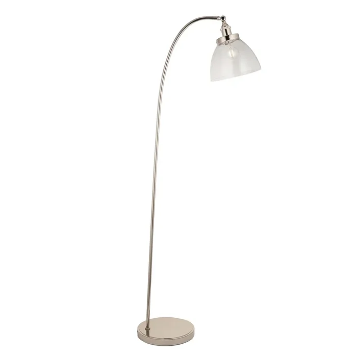 1 Light Task Floor Lamp in Bright Nickel with Clear Glass Shade (0711HAN97591)