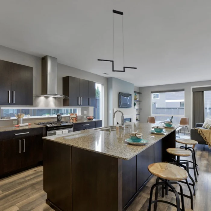 1-Lights, Modern Linear Chandelier Light, 16W, 3000K, 800LM, Suspension Fixture, Matte black Body Finish, Dimmable, 31.5”×1.3”×71” (Dimension)