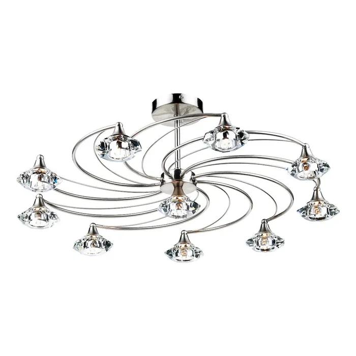 10 Light Semi Flush Satin Chrome Crystal (0183LUT2346)