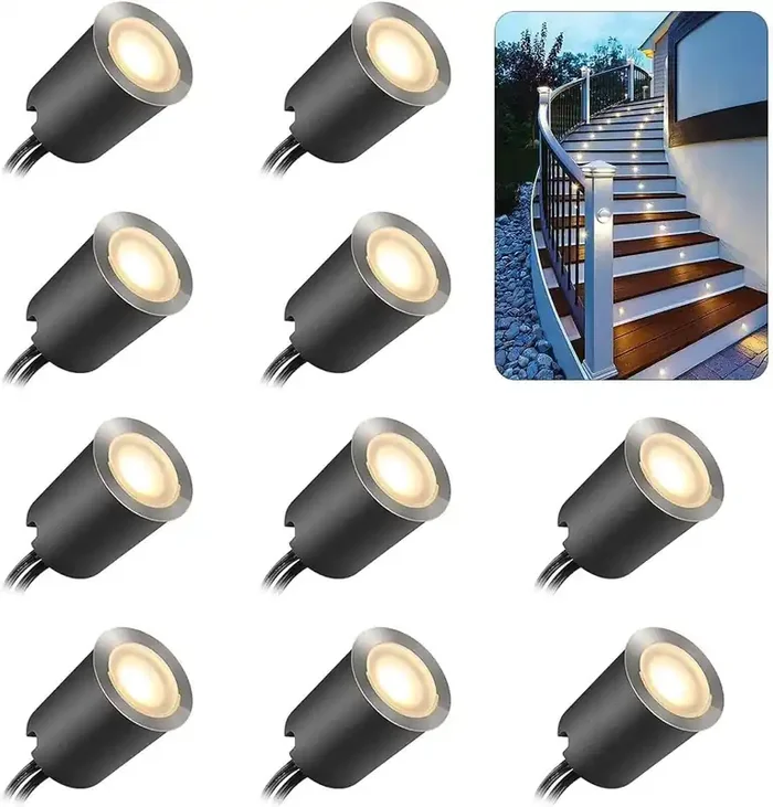 10-Pack LED Decking Lights – Warm White, IP67 Waterproof, 12V Low Voltage for Garden, Patio, Stairs & Floor