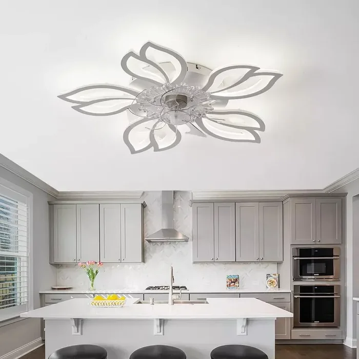 100W Ceiling Fan with Light – Dimmable Flower Design LED Fan