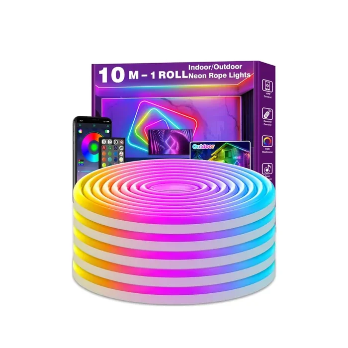 10m LED Rope Lights – RGB Neon Strip with App & Remote Control, Music Sync, Flexible & Waterproof IP65 for Indoor/Outdoor Decoration