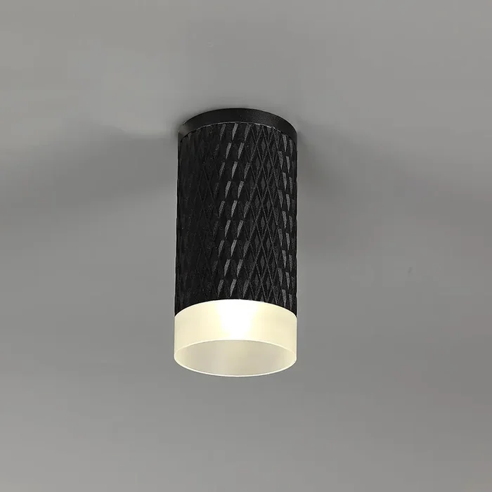 11cm Surface Mounted Ceiling Light in Sand Black/Acrylic Ring (BUSTER165)