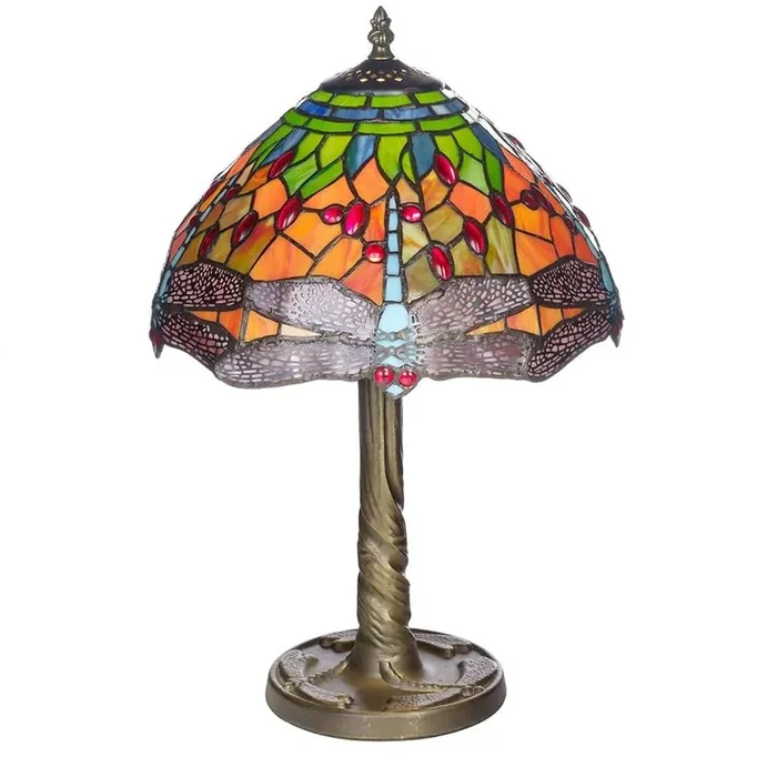 12″ Dragonfly Multicolour Tiffany Glass Vintage Dome Table Lamp 48cm