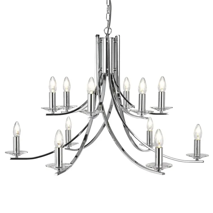 12 Light Chandelier – Polished Chrome & Clear Glass Sconces (0483ASC4161212CC)
