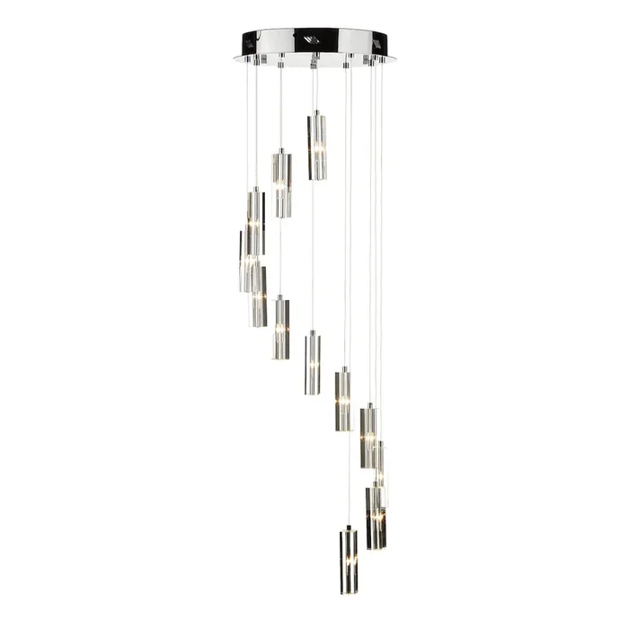 12 Light Cluster Pendant Polished Chrome Crystal LED (0183GAL1250LED)