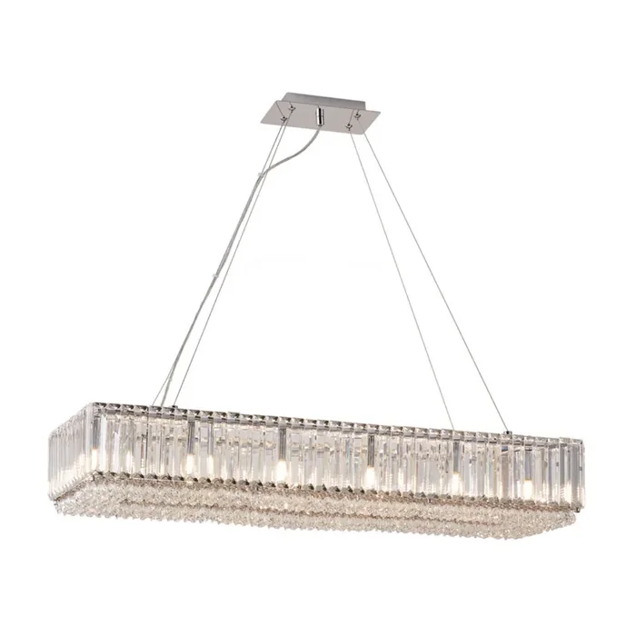 12 Light Crystal Pendant, 90cm Oblong Ceiling Fitting in Polished Chrome (1539OBLONG12PD)