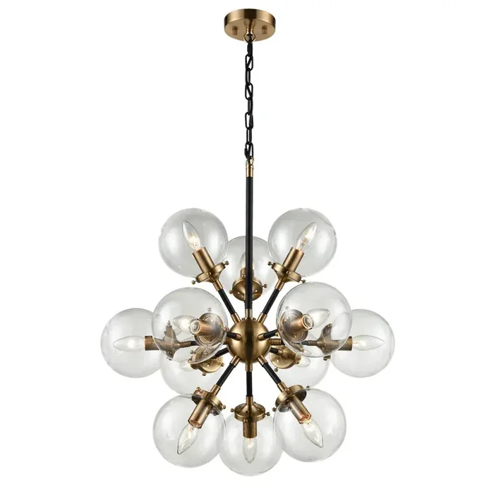 12 Light Pendant in matt black and antique gold finish (0194REAFL237012)