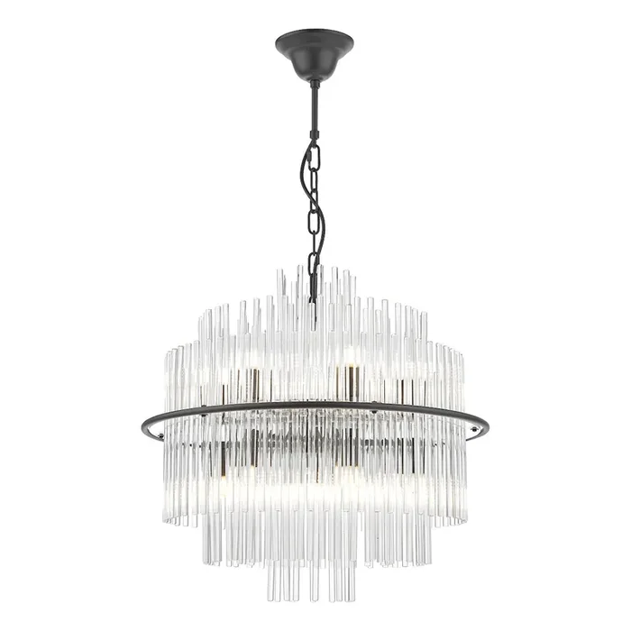 13 Light Pendant Satin Black and Glass (0183LUK1722)