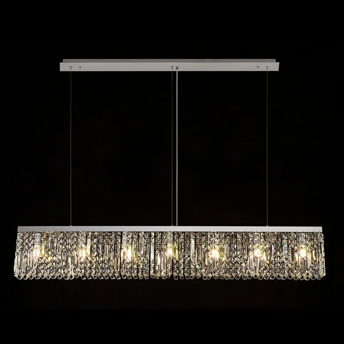 138x9cm Linear Pendant Chandelier, 7 Light E14, Polished Chrome/Crystal (1230HAL69B)