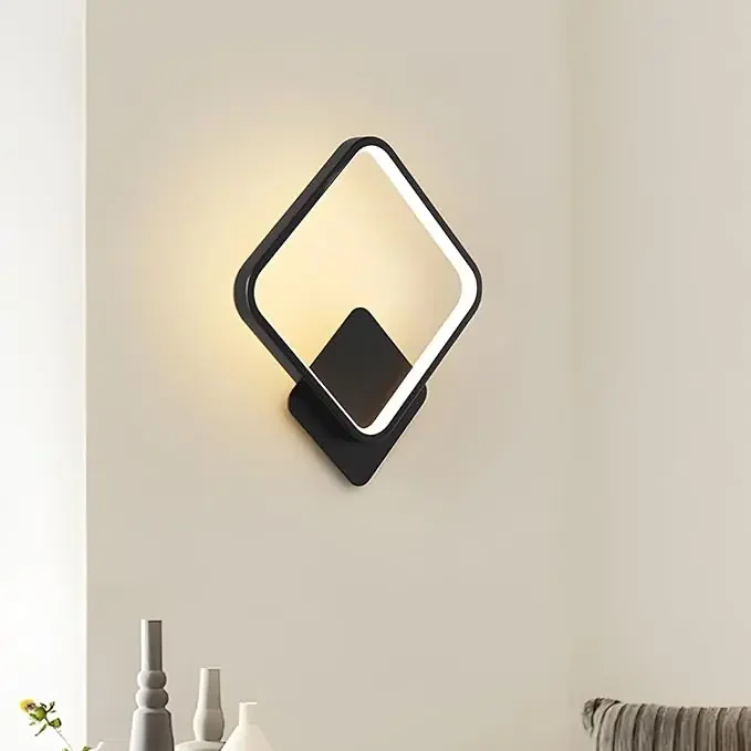 14W Black LED Indoor Wall Light – 3 Colour Dimmable – Modern Square Design