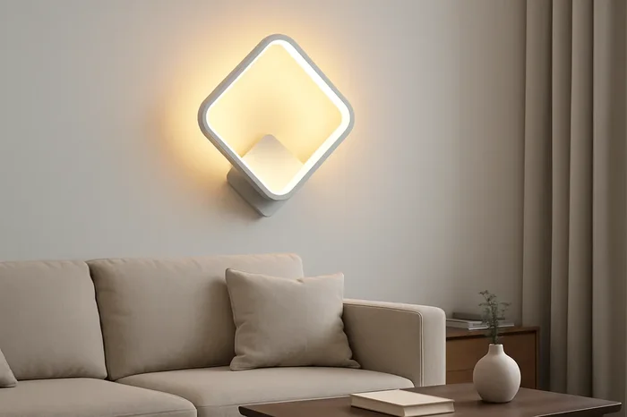14W White LED Wall Light – Modern Square Design with 3 Colour Modes