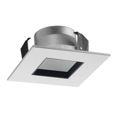 17SQ-W-WH 4″ Line Voltage, LED and Fluorescent Square Downlight Trim, White Reflector, White Trim