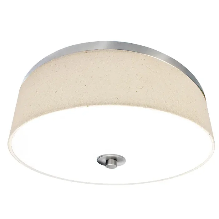 18″ LED Fabric Drum Fixture, 1800 Lumens, 35W, CCT Selectable, 120V, Brushed Nickel Finish