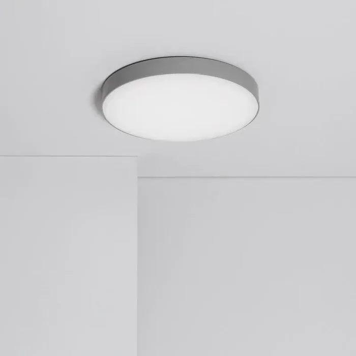 18W Round Cool White Dimmable LED Flush Ceiling Light D180 mm – Grey – Online Lighting