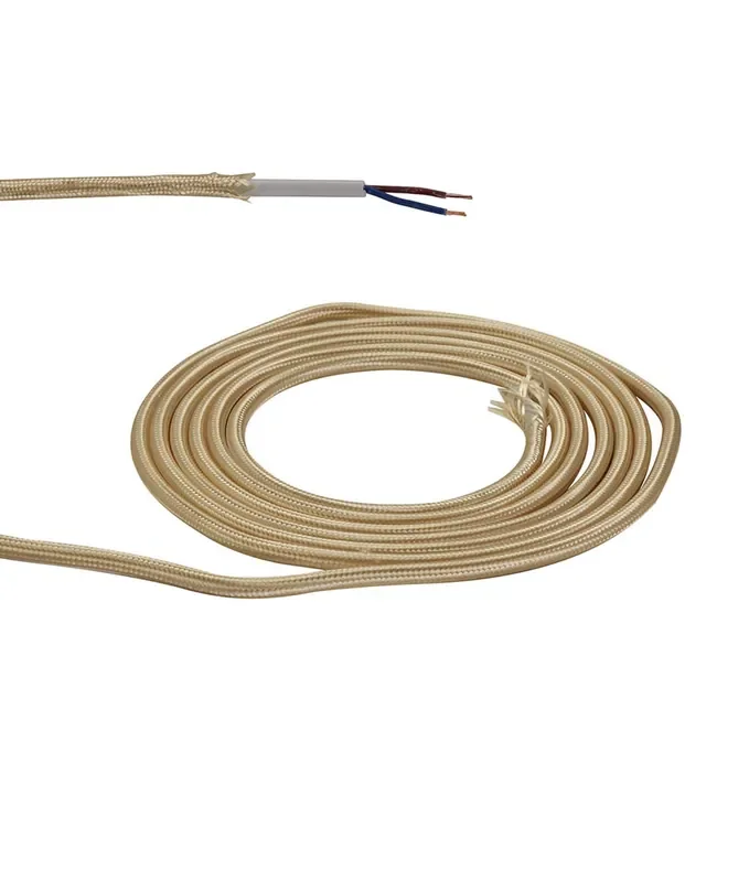 1m Gold Braided 2-Core 0.75mm Electrical Cable
