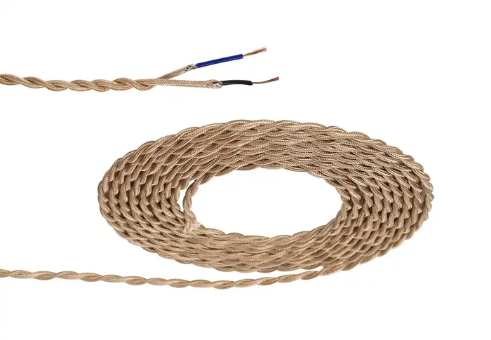 1m Rose Gold Braided Twisted 2 Core 0.75mm Cable