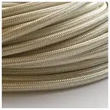 2 core Round Vintage Braided Fabric Ivory coloured Cable Flex 0.75mm